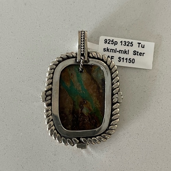 One of a kind 15.00 carats Hachita Turquoise 925 pendant - Picture 9 of 12